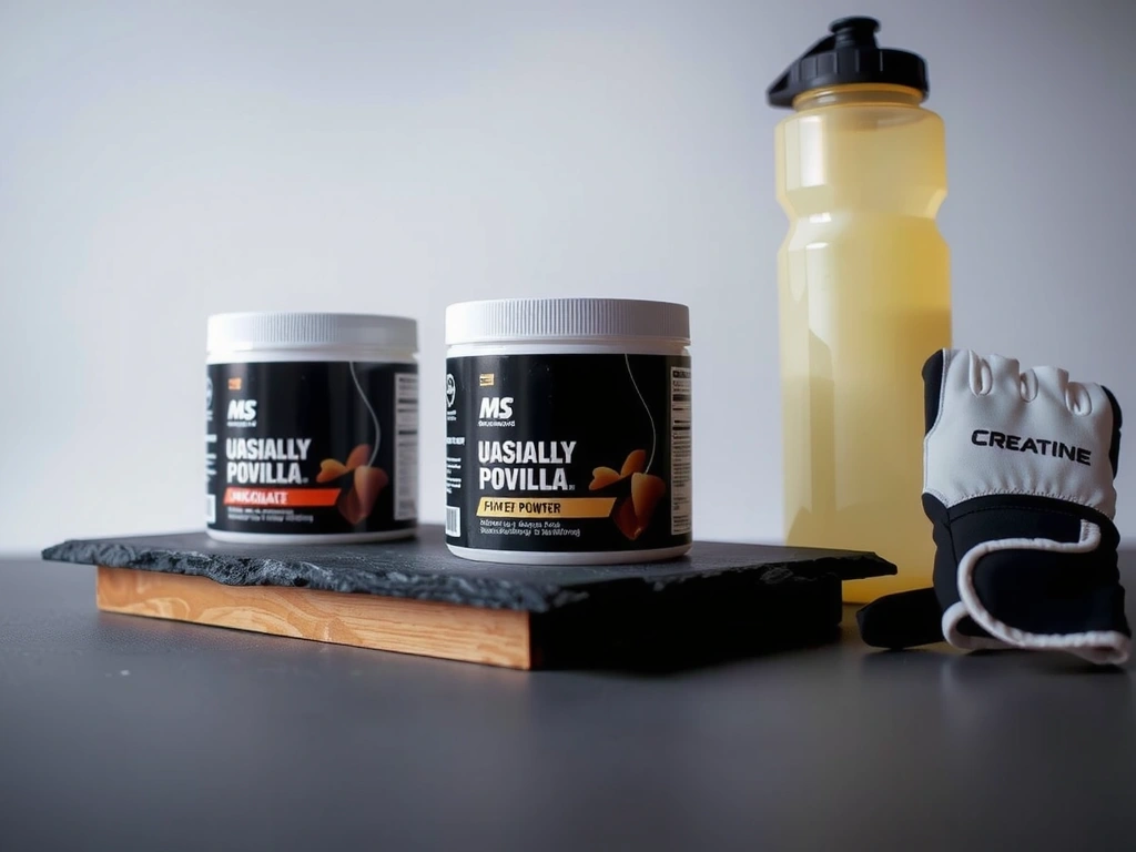 Suplemen protein dan creatine dalam format bubuk